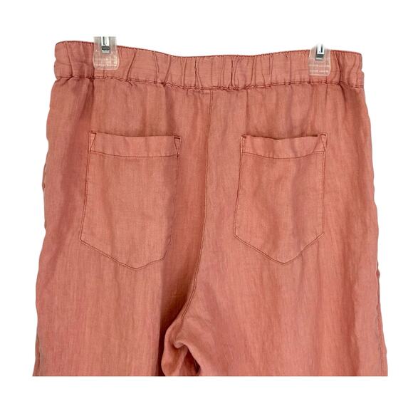 Cynthia Rowley Pure Linen Cropped Wide Leg Pants Coral Pink Size M - Picture 6 of 8